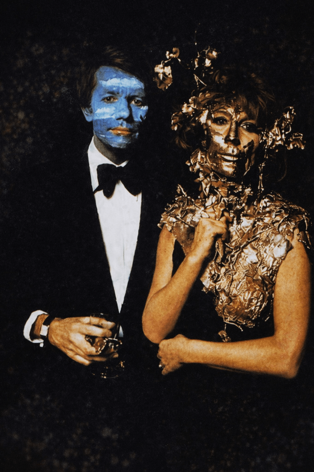 Dramatic surrealist mask with formal attire